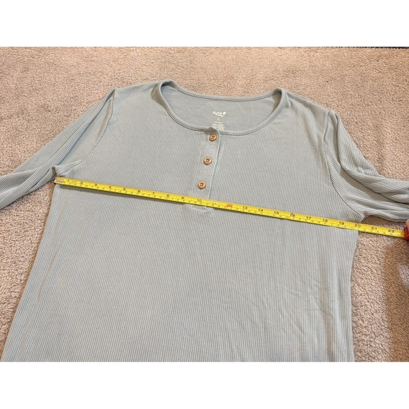 Kyte Baby Ribbed Henley Long Sleeve Top Women Size L Light Sage Cotton Blend - Picture 4 of 12
